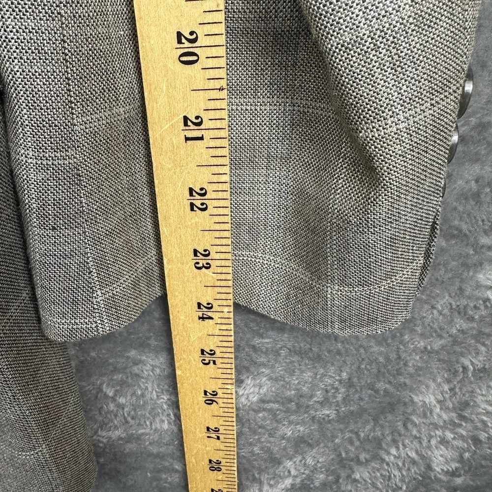 Calvin Klein Blazer Jacket Sport Coat Men's 42R Silk Wool Plaid Tan Gray Glen